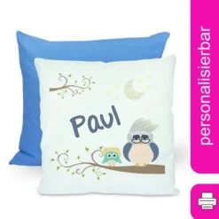 CreaDesign Dekokissen Kinder 40 X 40 Cm Eule Mit Name Personalisiert