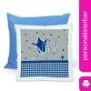 CreaDesign Dekokissen Kinder 40 X 40 Cm Prinz / Prinzessin Blau Grau Mit Name Personalisiert