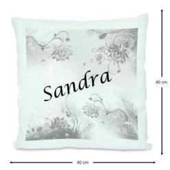 CreaDesign Dekokissen Kinder 40 X 40 Cm Blumen Grau Mit Name Personalisiert -Spielzeugladen 30449840 03