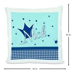 CreaDesign Dekokissen Kinder 40 X 40 Cm Prinz / Prinzessin Hellblau Blau Mit Name Personalisiert -Spielzeugladen 30449952 03