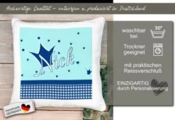 CreaDesign Dekokissen Kinder 40 X 40 Cm Prinz / Prinzessin Hellblau Blau Mit Name Personalisiert -Spielzeugladen 30449952 05