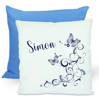 CreaDesign Dekokissen Kinder 40 X 40 Cm Schmetterling Blau Mit Name Personalisiert 4 CreaDesign Dekokissen Kinder 40 X 40 Cm Schmetterling Blau Mit Name Personalisiert – Bild 2