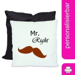 CreaDesign Dekokissen Kinder 40 X 40 Cm Bart Mustache Mit Name Personalisiert