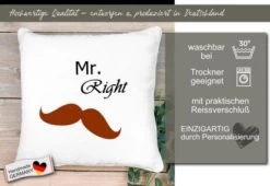 CreaDesign Dekokissen Kinder 40 X 40 Cm Bart Mustache Mit Name Personalisiert -Spielzeugladen 30543792 05
