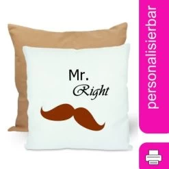CreaDesign Dekokissen Kinder 40 X 40 Cm Bart Mustache Mit Name Personalisiert