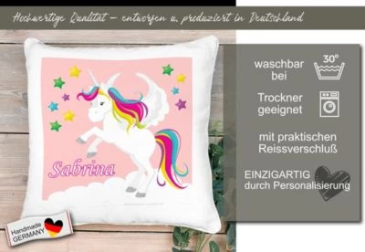CreaDesign Dekokissen Kinder 40 X 40 Cm Einhorn Rosa Mit Name Personalisiert 7 CreaDesign Dekokissen Kinder 40 X 40 Cm Einhorn Rosa Mit Name Personalisiert – Bild 5