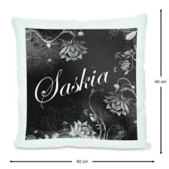 CreaDesign Dekokissen Kinder 40 X 40 Cm Blumen Schwarz Mit Name Personalisiert -Spielzeugladen 30543815 03
