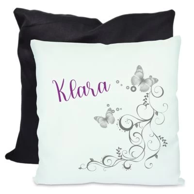 CreaDesign Dekokissen Kinder 40 X 40 Cm Schmetterling Grau Brombeere Mit Name Personalisiert 4 CreaDesign Dekokissen Kinder 40 X 40 Cm Schmetterling Grau Brombeere Mit Name Personalisiert – Bild 2