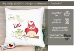 CreaDesign Dekokissen Kinder 40 X 40 Cm Eule Mit Name Personalisiert -Spielzeugladen 30543908 05