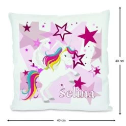 CreaDesign Dekokissen Kinder 40 X 40 Cm Einhorn Sterne Rosa Mit Name Personalisiert -Spielzeugladen 30543919 03