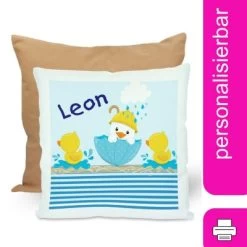 CreaDesign Dekokissen Kinder 40 X 40 Cm Ente Mit Name Personalisiert