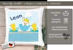 CreaDesign Dekokissen Kinder 40 X 40 Cm Ente Mit Name Personalisiert -Spielzeugladen 30543950 05