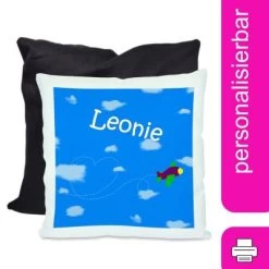CreaDesign Dekokissen Kinder 40 X 40 Cm Flugzeug Mit Name Personalisiert