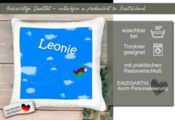 CreaDesign Dekokissen Kinder 40 X 40 Cm Flugzeug Mit Name Personalisiert -Spielzeugladen 30544025 05