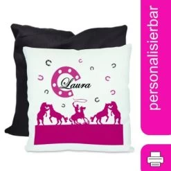CreaDesign Dekokissen Kinder 40 X 40 Cm Cowboy Pferde Pink Mit Name Personalisiert