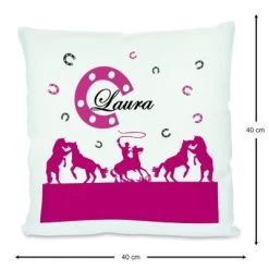 CreaDesign Dekokissen Kinder 40 X 40 Cm Cowboy Pferde Pink Mit Name Personalisiert -Spielzeugladen 30544042 03