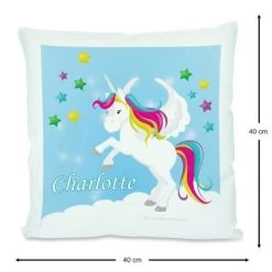 CreaDesign Dekokissen Kinder 40 X 40 Cm Einhorn Blau Mit Name Personalisiert -Spielzeugladen 30544061 03