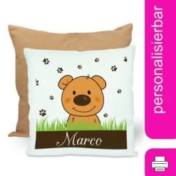 CreaDesign Dekokissen Kinder 40 X 40 Cm Teddy Bär Mit Name Personalisiert