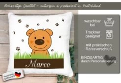CreaDesign Dekokissen Kinder 40 X 40 Cm Teddy Bär Mit Name Personalisiert -Spielzeugladen 30544100 05