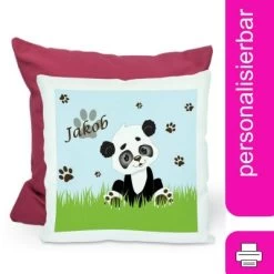 CreaDesign Dekokissen Kinder 40 X 40 Cm Panda Bär Mit Name Personalisiert