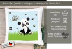 CreaDesign Dekokissen Kinder 40 X 40 Cm Panda Bär Mit Name Personalisiert -Spielzeugladen 30544128 05