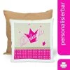 CreaDesign Dekokissen Kinder 40 X 40 Cm Prinz / Prinzessin Beige Pink Mit Name Personalisiert -Spielzeugladen 30544169 01