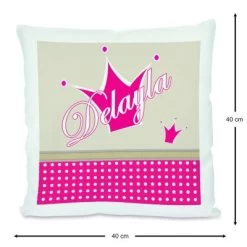 CreaDesign Dekokissen Kinder 40 X 40 Cm Prinz / Prinzessin Beige Pink Mit Name Personalisiert -Spielzeugladen 30544169 03