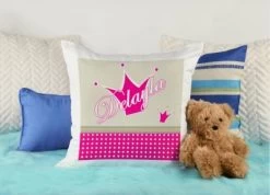 CreaDesign Dekokissen Kinder 40 X 40 Cm Prinz / Prinzessin Beige Pink Mit Name Personalisiert -Spielzeugladen 30544169 04