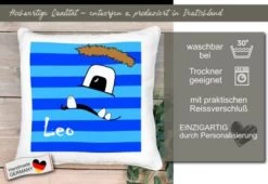 CreaDesign Dekokissen Kinder 40 X 40 Cm Monster Blau Mit Name Personalisiert -Spielzeugladen 30544172 05