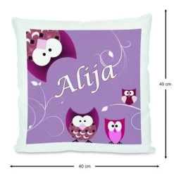 CreaDesign Dekokissen Kinder 40 X 40 Cm Eule Lila Mit Name Personalisiert -Spielzeugladen 30544181 03