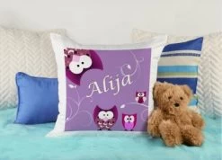 CreaDesign Dekokissen Kinder 40 X 40 Cm Eule Lila Mit Name Personalisiert -Spielzeugladen 30544181 04