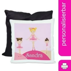 CreaDesign Dekokissen Kinder 40 X 40 Cm Balerina Mit Name Personalisiert