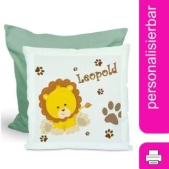 CreaDesign Dekokissen Kinder 40 X 40 Cm Löwe Mit Name Personalisiert