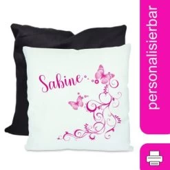 CreaDesign Dekokissen Kinder 40 X 40 Cm Schmetterling Pink Mit Name Personalisiert