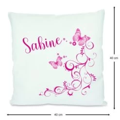 CreaDesign Dekokissen Kinder 40 X 40 Cm Schmetterling Pink Mit Name Personalisiert -Spielzeugladen 30544384 03