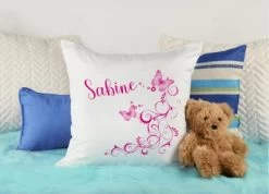 CreaDesign Dekokissen Kinder 40 X 40 Cm Schmetterling Pink Mit Name Personalisiert -Spielzeugladen 30544384 04