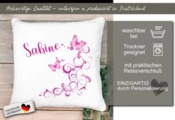 CreaDesign Dekokissen Kinder 40 X 40 Cm Schmetterling Pink Mit Name Personalisiert -Spielzeugladen 30544384 05