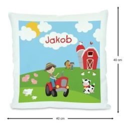 CreaDesign Dekokissen Kinder 40 X 40 Cm Bauernhof Mit Name Personalisiert -Spielzeugladen 30544409 03