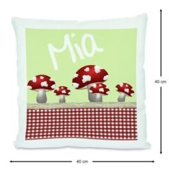 CreaDesign Dekokissen Kinder 40 X 40 Cm Pilz Rot Mit Name Personalisiert -Spielzeugladen 30544448 03