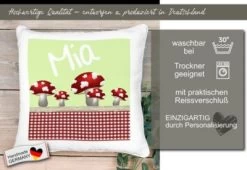 CreaDesign Dekokissen Kinder 40 X 40 Cm Pilz Rot Mit Name Personalisiert -Spielzeugladen 30544448 05