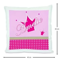 CreaDesign Dekokissen Kinder 40 X 40 Cm Prinz / Prinzessin Pink Mit Name Personalisiert -Spielzeugladen 30544501 03