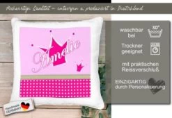 CreaDesign Dekokissen Kinder 40 X 40 Cm Prinz / Prinzessin Pink Mit Name Personalisiert -Spielzeugladen 30544509 05