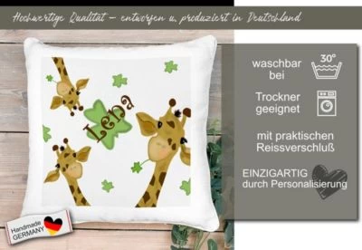 CreaDesign Dekokissen Kinder 40 X 40 Cm Giraffe Mit Name Personalisiert 7 CreaDesign Dekokissen Kinder 40 X 40 Cm Giraffe Mit Name Personalisiert – Bild 5