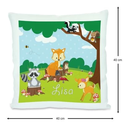 CreaDesign Dekokissen Kinder 40 X 40 Cm Waldtiere Mit Name Personalisiert 5 CreaDesign Dekokissen Kinder 40 X 40 Cm Waldtiere Mit Name Personalisiert – Bild 3