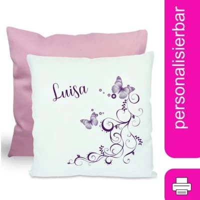 CreaDesign Dekokissen Kinder 40 X 40 Cm Schmetterling Lila Mit Name Personalisiert 3 CreaDesign Dekokissen Kinder 40 X 40 Cm Schmetterling Lila Mit Name Personalisiert