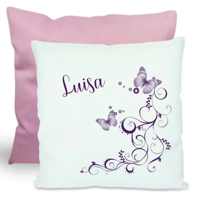 CreaDesign Dekokissen Kinder 40 X 40 Cm Schmetterling Lila Mit Name Personalisiert 4 CreaDesign Dekokissen Kinder 40 X 40 Cm Schmetterling Lila Mit Name Personalisiert – Bild 2