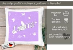 CreaDesign Dekokissen Kinder 40 X 40 Cm Schmetterling Flieder Mit Name Personalisiert -Spielzeugladen 30544664 05