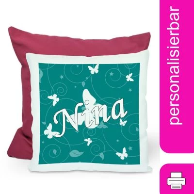 CreaDesign Dekokissen Kinder 40 X 40 Cm Schmetterling Petrol Mit Name Personalisiert 3 CreaDesign Dekokissen Kinder 40 X 40 Cm Schmetterling Petrol Mit Name Personalisiert