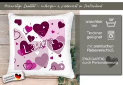 CreaDesign Dekokissen Kinder 40 X 40 Cm Herz Brombeere Mit Name Personalisiert -Spielzeugladen 30544732 05
