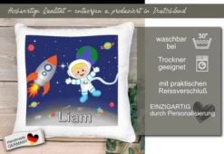 CreaDesign Dekokissen Kinder 40 X 40 Cm Weltall Mit Name Personalisiert -Spielzeugladen 30544779 05